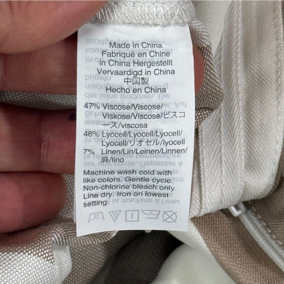 J. Crew Point Sur Linen Blend Paperbag Pants Size 6 Khaki Ivory Striped NWT $128 - Picture 13 of 16